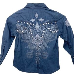 GS115 Toddler button down long sleeve Black boys size‎ S/2T (K-346)